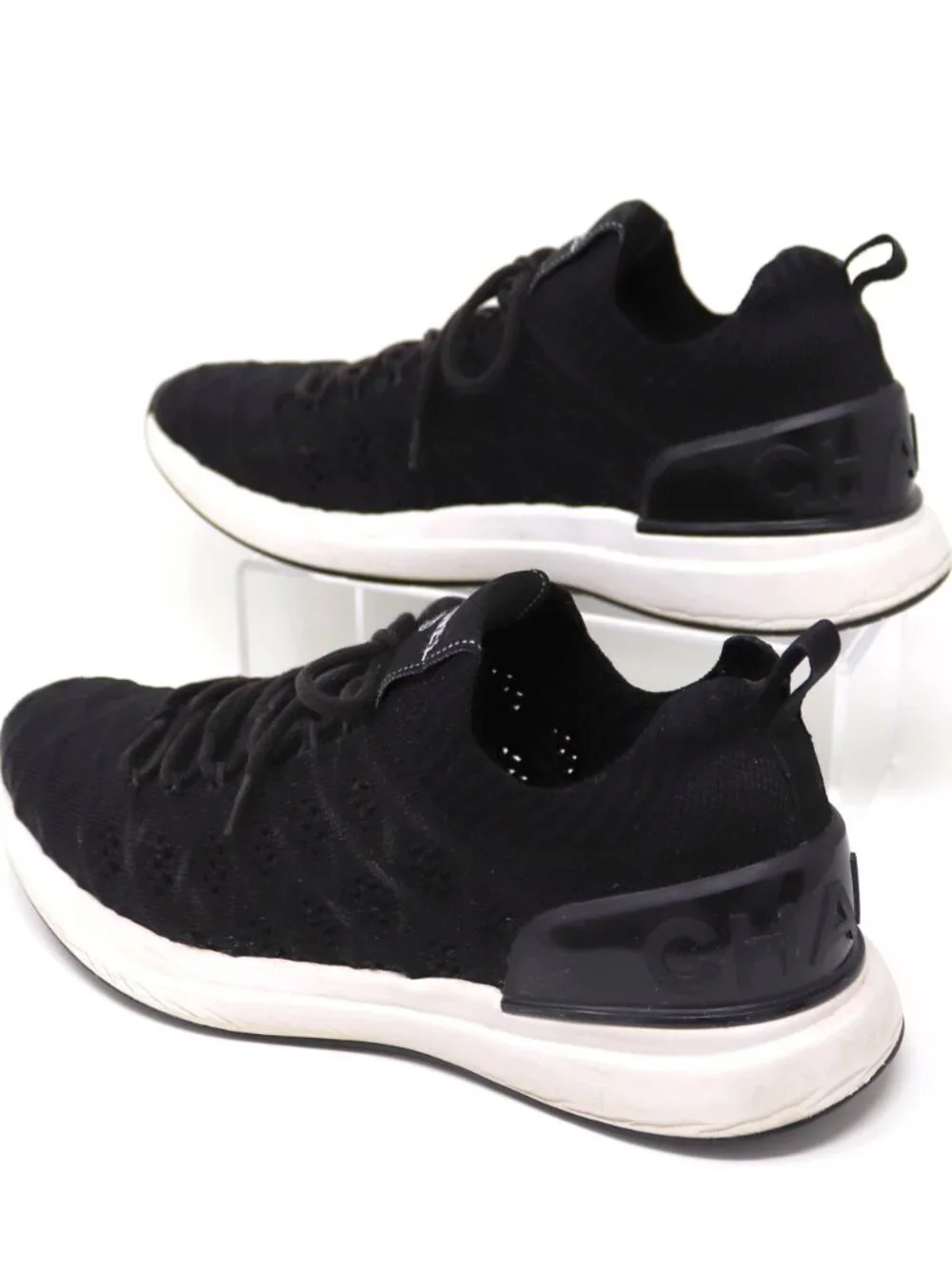 Chanel Tennies 39 Black Fabric Quilted Logo Matelasse Knit Sneakers - Picture 10 of 15